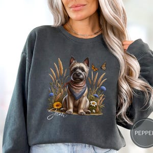 Custom Cairn Terrier Dog Sweatshirt, Comfort Colors Custom Dog Shirt Vintage, Cute Dog Mom Gift, Personalized Dog Lover Gift