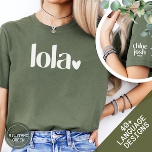 Custom Filipino Lola Grandma Shirt, Personalized Philippines Grandmother T-shirt With Grandkids Name on Sleeve, New Grandma Gift Grandchild