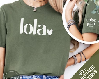 Custom Filipino Lola Grandma Shirt, Personalized Philippines Grandmother T-shirt With Grandkids Name on Sleeve, New Grandma Gift Grandchild