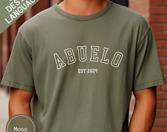 Custom Grandpa Shirt, Spanish Abuelo Est Shirt, Personalized Grandpa TShirt, Gift For New Pops Grandpa Christmas Birthday Gift Grandkids