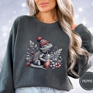 Sweatshirt baardagaam, baardagaam comfort kleuren shirt, cadeau reptielenminnaar, Bartagame ronde hals, huisdier hagedis, bubble tea Beardie cadeau
