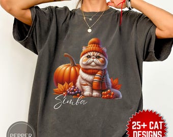 Personalisierte Perserkatze Shirt, Komfort Farben Kundenspezifisches Katzen-Sweatshirt, Katzenporträt-T-Shirt, Benutzerdefinierter Haustier-Pullover, Katzenmutter-Geschenk für Katzenliebhaber