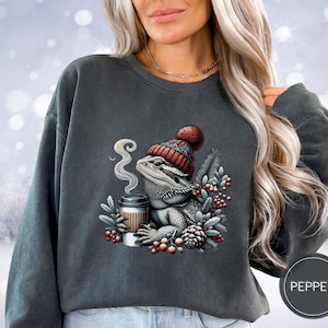 Sweatshirt baardagaam, baardagaam comfort kleuren shirt, cadeau reptielenminnaar, Bartagame ronde hals, huisdier hagedis, vintage Beardie-cadeau