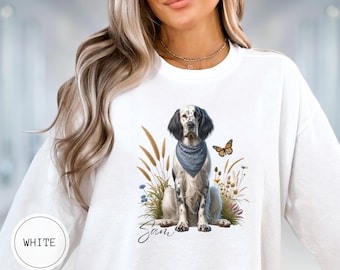 Custom English Setter Dog Sweatshirt, Comfort Colors Custom Dog Shirt Vintage, Cute Dog Mom Gift, Personalized Dog Lover Gift