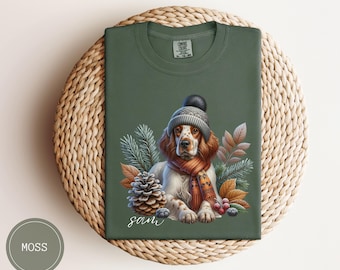Custom English Setter Dog Christmas Sweatshirt, Comfort Colors Dog Christmas Shirt, English Setter Mom Gift, Personalized Dog Sweater