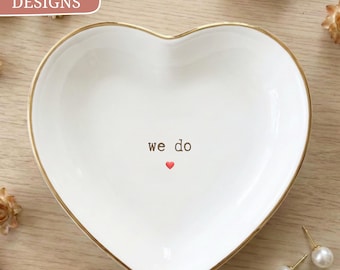Minimalist Wedding Gift, We Do Ring Dish, Elegant Bridal Trinket Tray for Her, Engagement Gift Idea for Her Bridal Shower, Couple Keepsake