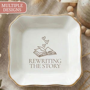 Ringschaaltje voor een nieuw begin, cadeau voor zelfliefde en herstel na een scheiding, cadeau voor een nieuw hoofdstuk voor haar, sieradenschaaltje voor boekenliefhebbers, zelfzorg en welzijn bij angst.