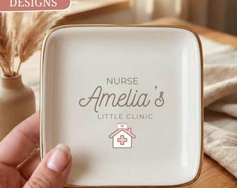 School Nurse Personalized Ring Dish, Custom Health Office Gift, RN Jewelry Tray, Christmas Present for Her, End Of School Year Appreciation