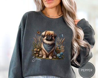 Custom Pekingese Dog Sweatshirt, Comfort Colors Custom Dog Shirt Vintage, Cute Dog Mom Gift, Personalized Dog Lover Gift, Pekingese Shirt