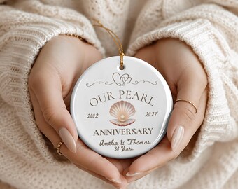 Personalized 30th Anniversary Ornament, Pearl Gift for Couple, Thirtieth Year Marriage Keepsake Gift For Wife Husband, Thirty Years Married