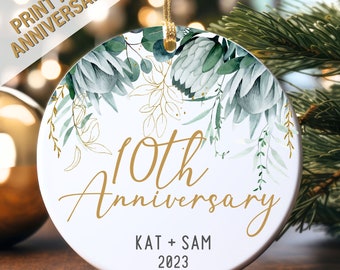Anniversary Ornament, Personalized 10th Anniversary Gift, Wedding Gift For Couple, Custom 1st Anniversary, 50th Wedding Christmas Bauble