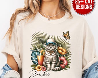 Benutzerdefinierte Scottish Fold Cat Shirt, Komfortfarben personalisiertes Katzen-Sweatshirt, Katzenporträt-T-Shirt, benutzerdefinierter Haustier-Pullover, Katzenmutter-Katzenliebhabergeschenk