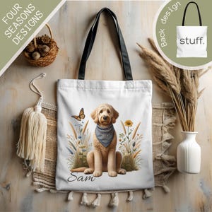 Bolsa de mano con diseño de perro Goldendoodle, bolsa de mano personalizada para perros, bolsa de fin de semana con nombre de perro personalizado, bolsa de mano para mamá de perro, regalo para amantes de los perros para dueños de mascotas, bolsa para mascotas