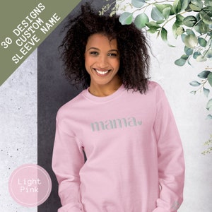 Custom Mama Embroidered Sweatshirt, Personalized Mom Hoodie With Kids Names Sleeve, New Mom Gift, Custom Embroidery Momma Mum Mother Sweater