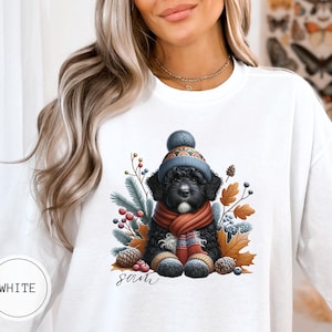 Custom Portuguese Water Dog Christmas Sweatshirt, Comfort Colors Dog Christmas Shirt, Water Dog Mom, Personalized Gift Dog Owner Sweater
