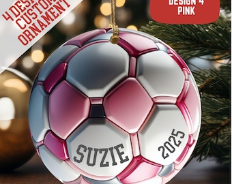 Personalized Girl Soccer Ornament, Soccer Coach Gift For Christmas, Girl&#39;s Soccer Gift, Custom Soccer Player Gift, Female Soccer Player Gift