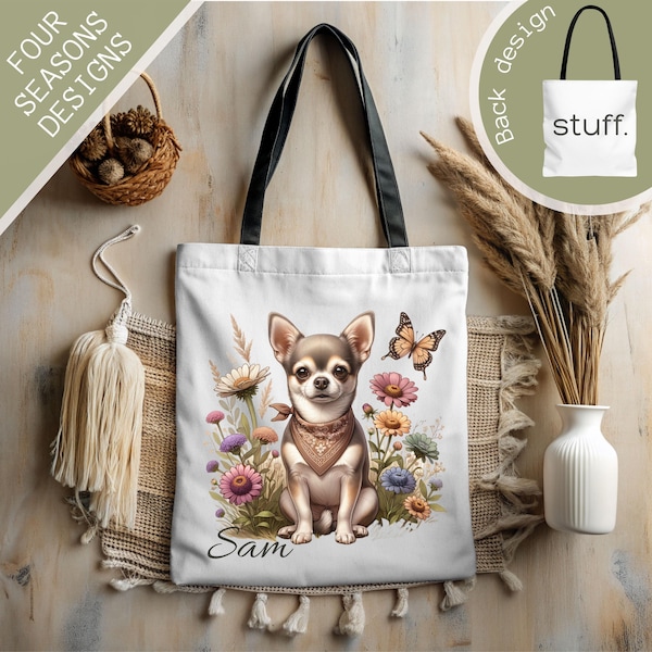 Pattern Print Chihuahua Purse Leather Tote Bag main image 0