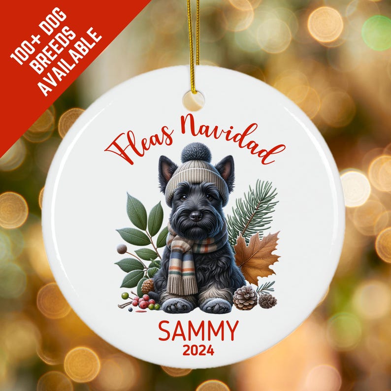 Personalized Scottish Terrier Dog Ornament, Dog Christmas Ornament