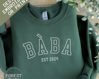 Sweat brodé papa mandarin personnalisé, cadeau papa personnalisé noms d'enfants sur la manche, 1ère fête des pères cadeau chemise Baba chinois pour père