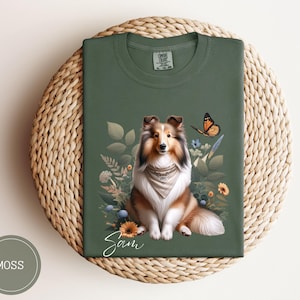 Personalisiertes Shetland Sheepdog Sheltie Hunde Sweatshirt, Komfort Farben Individuelles Hunde Shirt Vintage, süßes Hundemama Geschenk, personalisiertes Geschenk für Hundeliebhaber