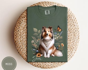 Sudadera personalizada para perro pastor de Shetland, camisa vintage personalizada con colores cómodos, regalo para mamá perruna, regalo personalizado para amantes de los perros