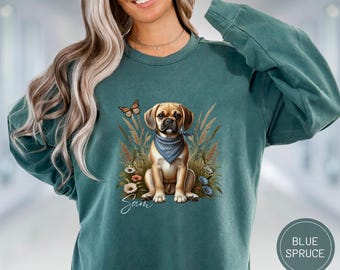 Custom Puggle Dog Sweatshirt, Comfort Colors Custom Dog Shirt