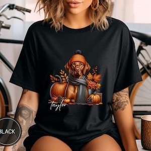 Custom Vizsla Dog Comfort Colors Shirt For Fall, Halloween Gift For Vizsla Dog Mom Dad Owner, Personalized Vizsla Tshirt For Dog Lover