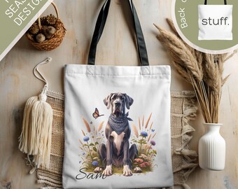 Great Dane Dog Tote Bag, Custom Dog Tote Bag, Personalized Dog