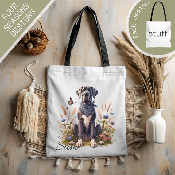 Great Dane Dog Tote Bag, Custom Dog Tote Bag, Personalized Dog