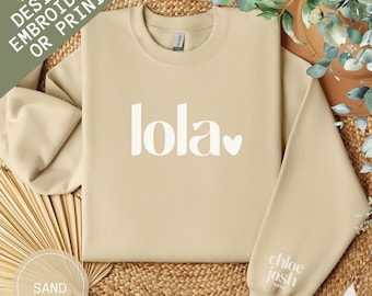 Custom Lola Filipino Grandma Embroidered Sweatshirt, Personalized Nana Gift Grandkids Names On Sleeve, Grandparents Day Sweater Philippines