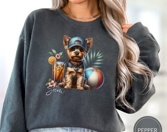 Custom Yorkshire Terrier Dog Shirt Sweatshirt, Comfort Colors Custom Dog Shirt Vintage, Cute Dog Mom Gift, Personalized Yorkie Dog Tshirt