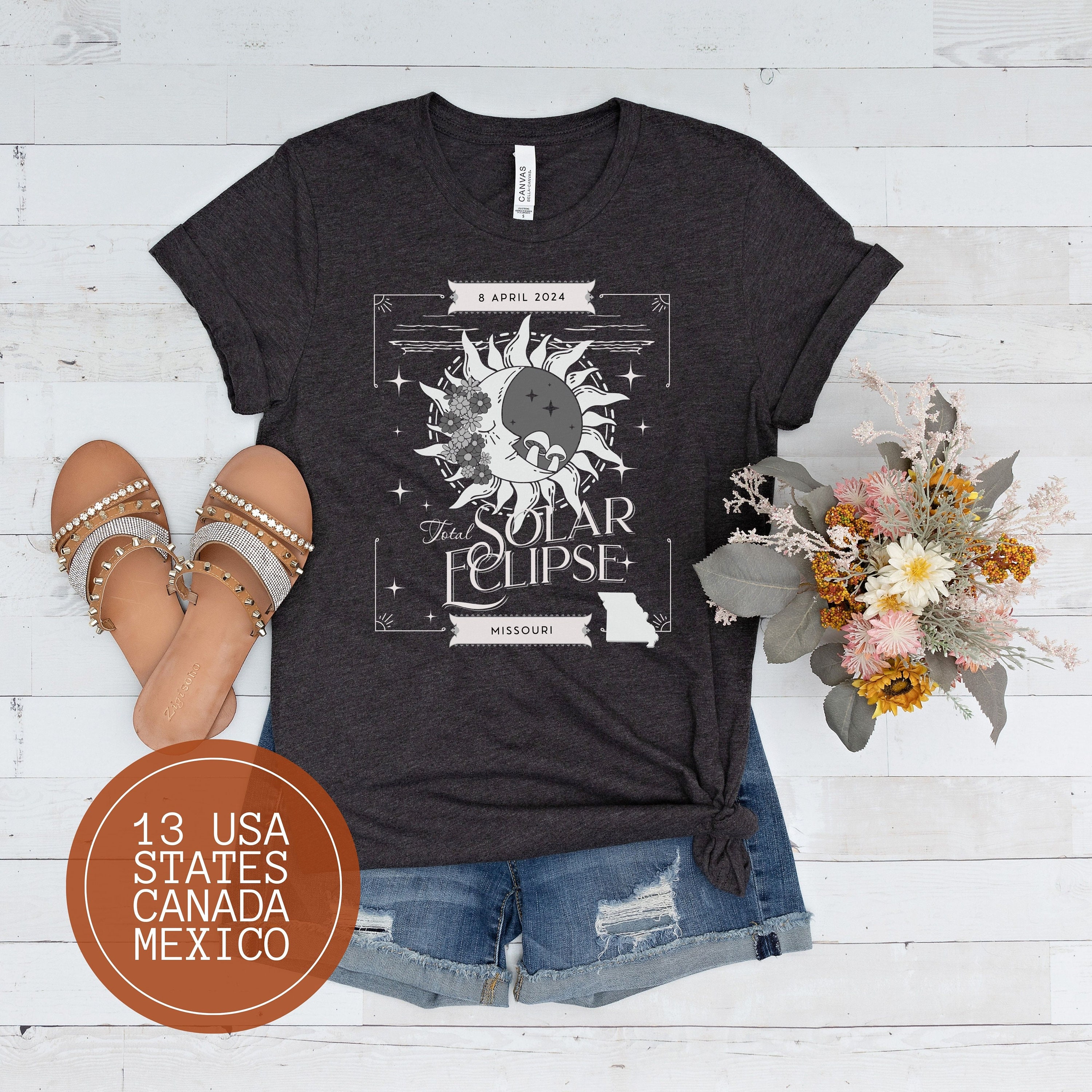 Total Solar Eclipse Shirt, Missouri Astrology Astronomy Tshirt, Boho