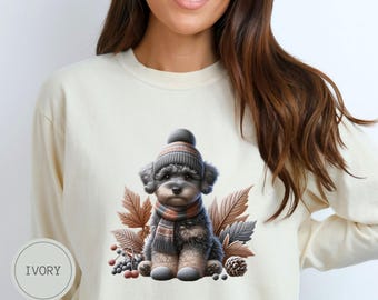 Sudadera navideña personalizada con perro Schnoodle, camiseta navideña con colores cómodos, suéter personalizado para amantes de los perros Schnoodle, regalo para Schnoodle