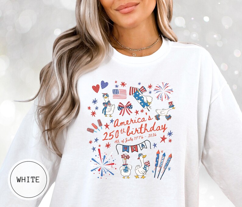 USA Patriotic Goose Shirt, 250 Years of Freedom Anniversary Sweatshirt, 250th United States Semiquincentennial Patriotic 4th of July T-Shirt image 9