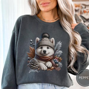 Custom Eskimo Dog Christmas Sweatshirt, Comfort Colors Dog Christmas Shirt, Eskimo Dog Mom Gift Personalized Dog Sweater, Eskimo Dog Gift