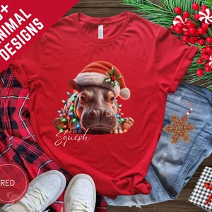 Custom Hippo Christmas Shirt, Animal Christmas Lights Sweatshirt, Personalized Pgymy Hippopotamus Tshirt, Funny Hippo Gift For Animal Lovers