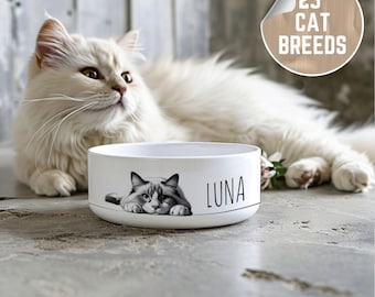 Personalised Cat Bowls For Cats Dogs, Custom Cat Bowl With Name, Ceramic Pet Bowl Personalisable Gift For Pet Cat Lovers, Cute Cat Food Bowl