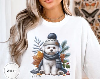 Custom Bichon Frise Dog Christmas Sweatshirt, Comfort Colors Dog Christmas Shirt, Bichon Frise Dog Mom Gift, Personalized Dog Owner Sweater