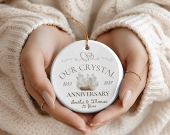 Personalized 15th Anniversary Ornament, Crystal Gift for Couple, Fifteenth Year Marriage Keepsake Gift Wife Husband, Fifteen Years Married