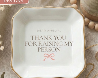 Mother of the Bride Gift, Personalized Name, Mother Gift for Wedding Mothers Day From Groom, Wedding Ring Dish for Her, In-Law Trinket Tray