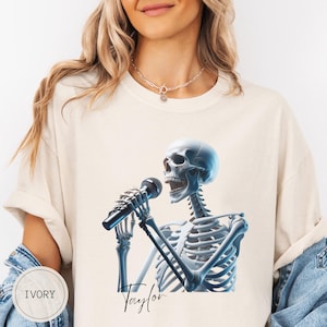 Anpassad skelett sångskjorta, sångartröja, personlig musiker-t-shirt, sångälskare, gåva för låtskrivare, musiklärare, sångare