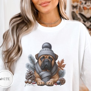 Custom Bullmastiff Dog Christmas Sweatshirt, Comfort Colors Dog Christmas Shirt, Bullmastiff Dog Mom Gift, Personalized Dog Lover Sweater