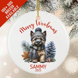 Personalized Cairn Terrier Dog Ornament, Dog Christmas Ornament, Custom Dog Name Ornament, Dogs First Christmas, Dog Memorial Ornament