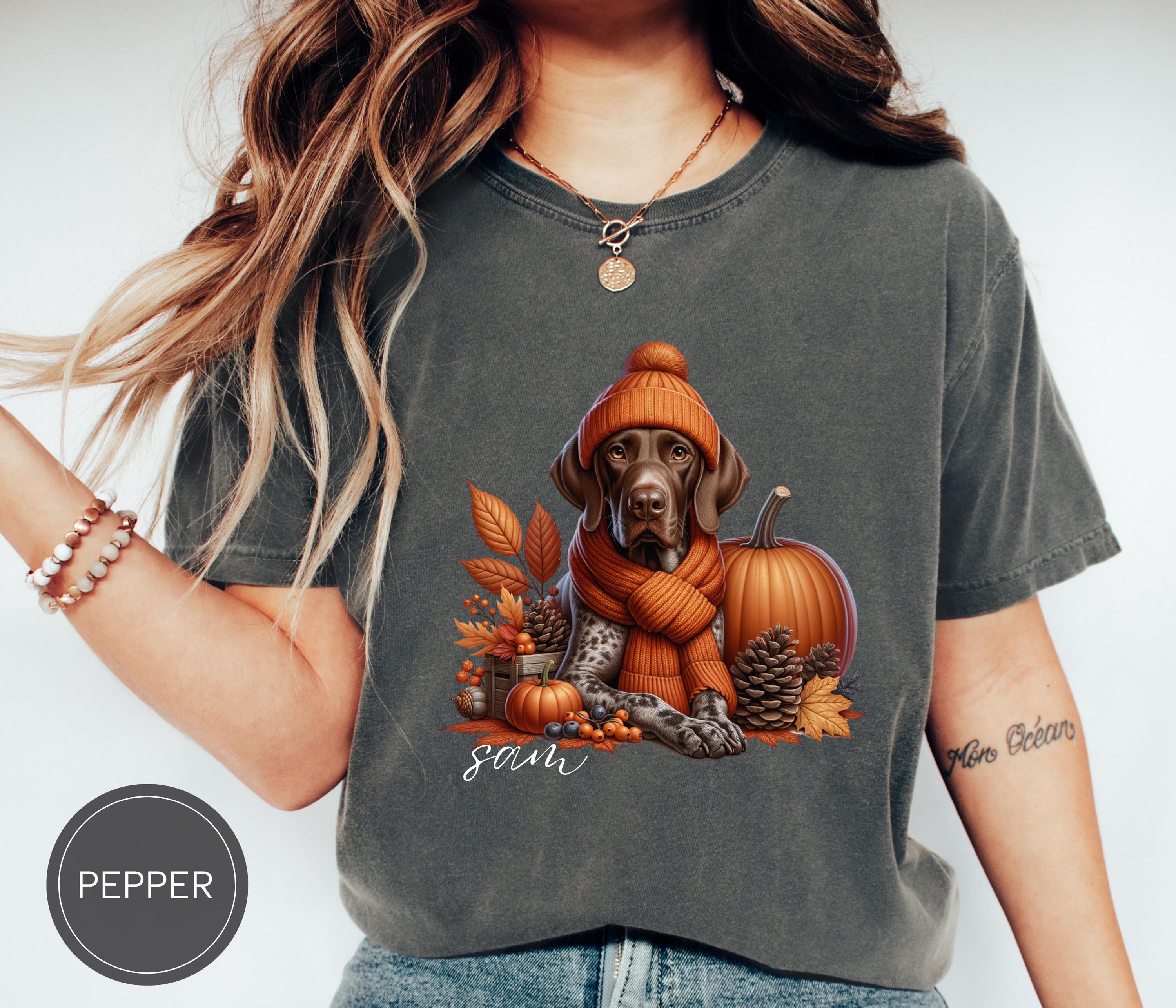 Custom Hungarian Pointer Dog Shirt, Personalized Comfort Colors Fall Dog Shirt, Dog Name Shirt, Pointer Dog Lover Dog Halloween Shirt