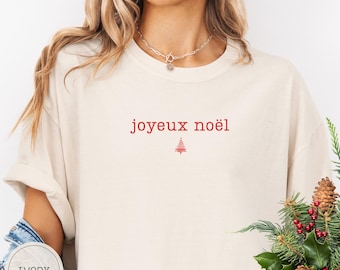 Joyeux Noël Merry Christmas Sweatshirt, French Xmas Shirt, Minimalist Christmas Tee, Festive Xmas Sweater, France Family Group Tshirt