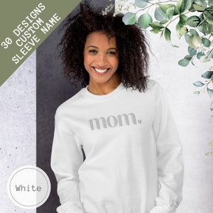 Custom Mom Embroidered Sweatshirt, Personalized Mama Hoodie With Kids Names Sleeve, New Mom Gift, Custom Embroidery Mother Momma Mummy