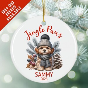 Enfeite personalizado para cachorro Cavachon, enfeite de Natal para cachorro australiano, enfeite com nome de cachorro personalizado, primeiro Natal para amantes de cachorros