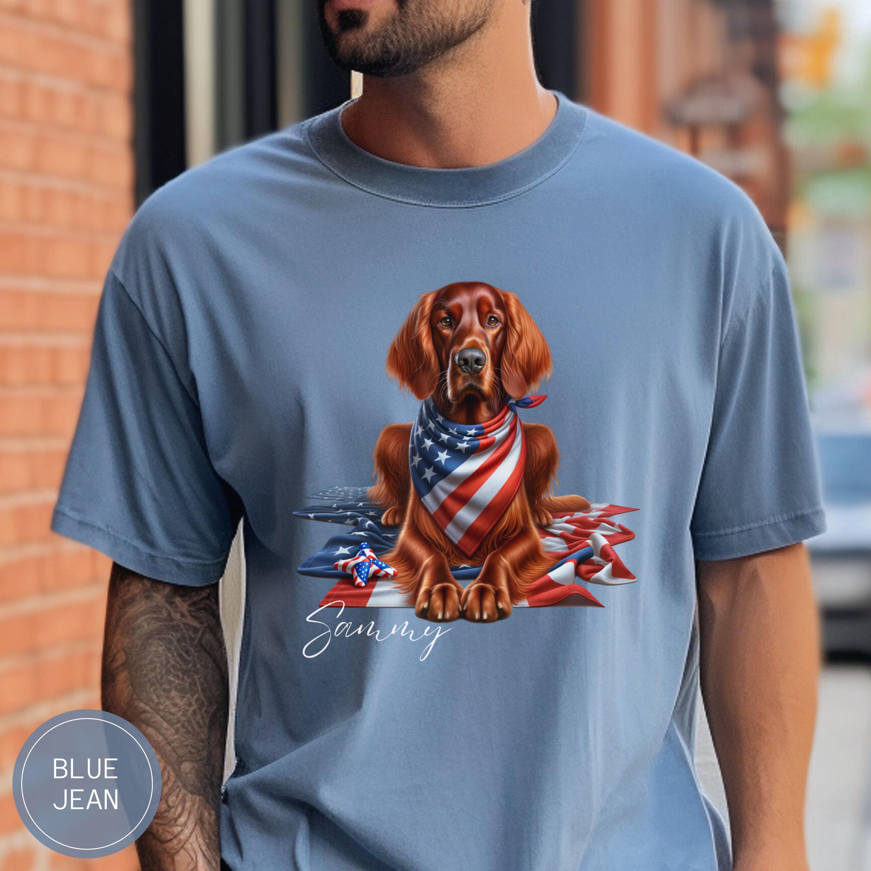 Custom Irish Setter Dog 4th of July Dog Shirt, Fourth of July