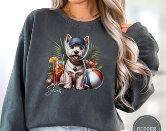 Sudadera con capucha personalizada para perro West Highland White Terrier, colores cómodos, regalo personalizado para mamá.