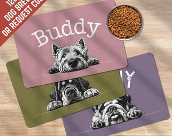 Gepersonaliseerde hondenvoermat, huisdierplacemat met naam, aangepaste voermatten voor katten- en hondenliefhebber kerstcadeau voor nieuw puppy kitten aandenken